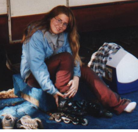 Me, about to go rollerblading around the camp ground. Without Froggy... :-(. Oh well, she was inside... Sleeping.